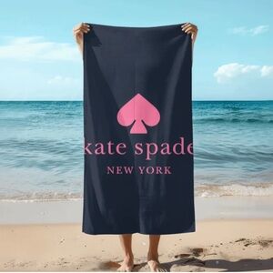 Kate Spade Dark Blue Towel with Pink Heart